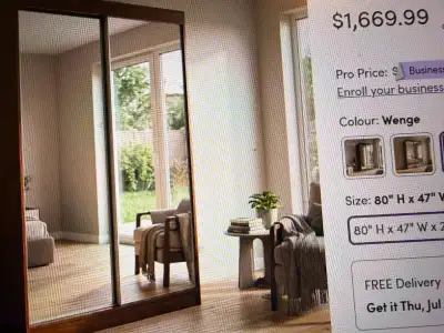 2 Tall wardrobeswith full-length mirrored doors, specialized int, View more
