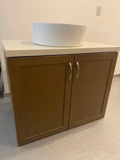 Quartz Vanity with Porcelain Vessel Sink, View more