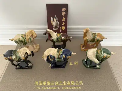 Set of six Tang Dynasty bactrian camels.