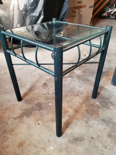 glass and metal end table, View more