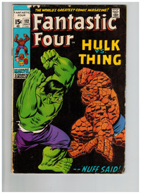 Rare!! Fantastic Four #112, (1970 1st Hulk Vs Thing, New Movie!!