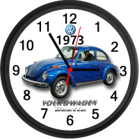 1973 Volkswagen Beetle (Saphire Blue) Custom Wall Clock - New