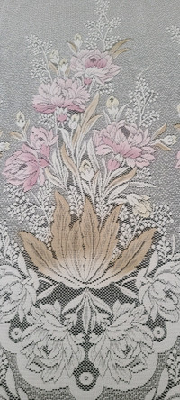Set of Dusty Rose Peonie Floral Lace Pocket Rod Curtains