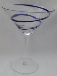 4 COBALT BLUE SWIRL MARTINI GLASSES