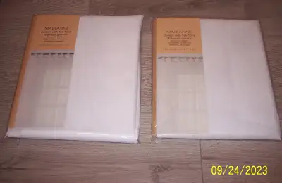 2 White Sheer Tap Top Curtains 59”x96” for Sale $25 ea., View more