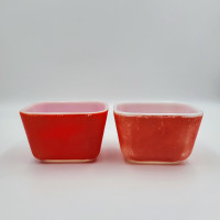 Pyrex Refrigerator Storage Dish Red 501-B Set Of 2 Read