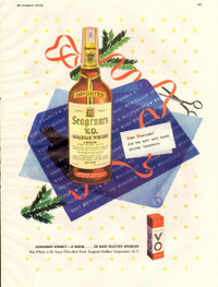 Large (10 1/2 by 13 ½ ) 1948 color ad for Seagram’s VO