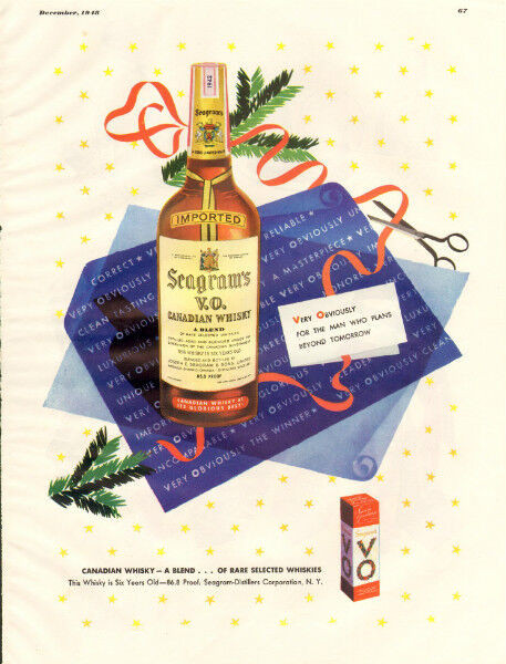Large (10 1/2 by 13 ½ ) 1948 color ad for Seagram’s VO in Arts & Collectibles in Dartmouth