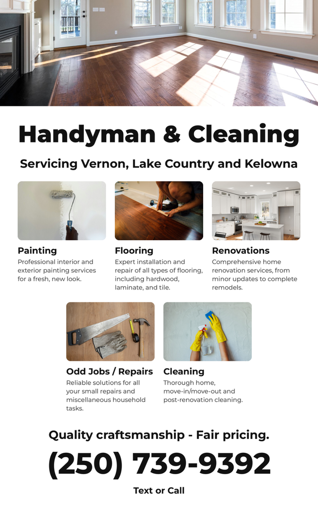 Handyman & Cleaning Services, Vernon, Lake Country & Kelowna