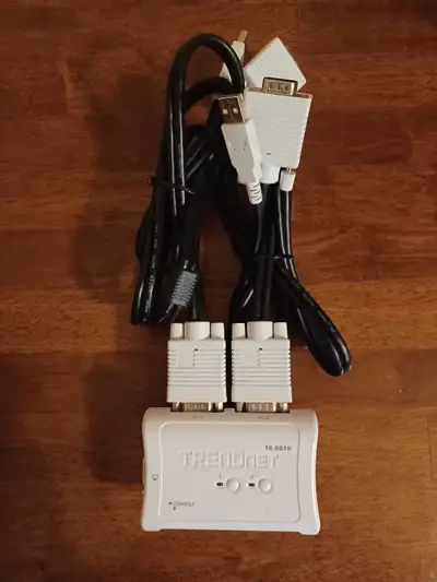 TRENDnet TK-207K 2-Port USB White KVM Switch + Cables, View more