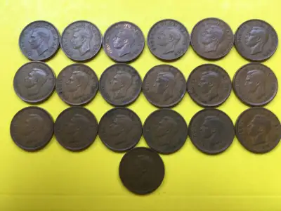 COLLECTION DE 19 PIECES DE 1 CENT GEORGE VI (1937 @ 1952), View more
