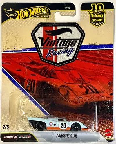 Hot Wheels Premium Vintage Racing Porsche 917K GULF diecast new in package, $15. Pickup in north Aja...