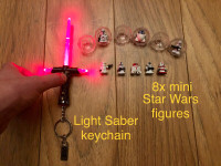 Star Wars mini figures and light saber   Keychain toy