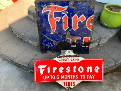 2 Vintage Firestone Signs, View more
