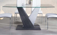Home Elegance Glass Dining Table with Light/Dark G