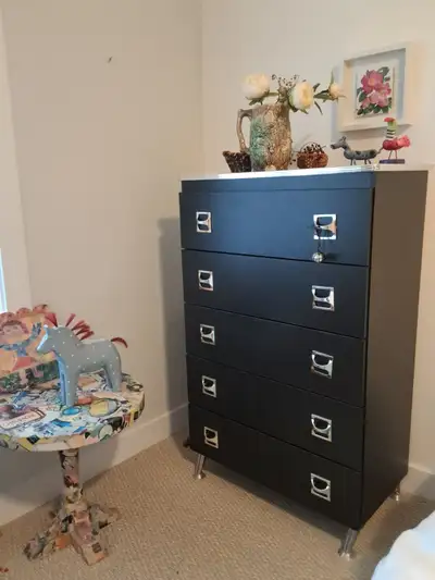 Dresser and side table black with chrome, View more