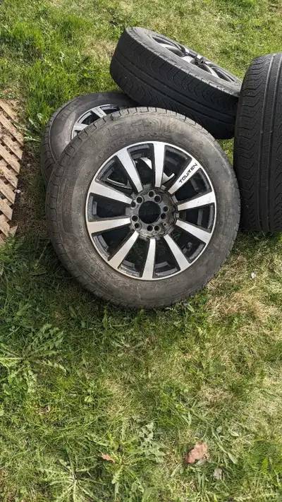 2sets of tires and rims 195/65/r15 Mud and all season tires More than 70% tire tread