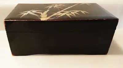 Vintage Tales Of Vienna Woods Black Lacquer Musical Jewelry Box, View more