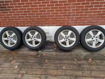 Used winter tires on rims. Were mounted on 2014 Hyundai Tuscon. No longer have the vehicle. Used one...