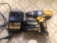 Dewalt 20V XR 3 Speeds Hammer Drill with Two Batteries & Charger