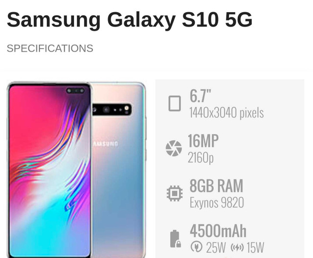 Samsung Galaxy S10 5G 256GB  dans Téléphones cellulaires  à Laval/Rive Nord