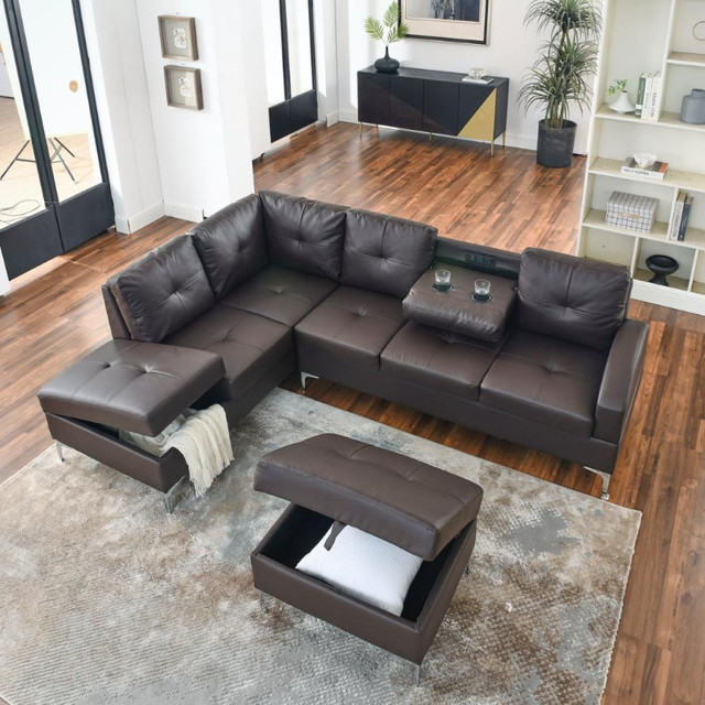 Leather sectional sofa with ottoman for sale in Couches & Futons in London
