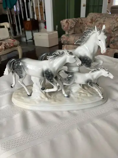 Vintage Large German  porcelain figurine horses running, View more