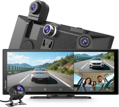 CARPURIDE 11.26” Wireless CarPlay & Android Auto Screen with Triple Dash Cam $190 - Brand new in box...