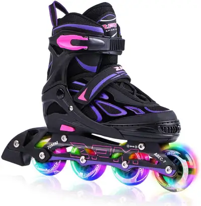 Large 4Y-7Y US  - Adjustable Inline Skates with Light up Wheels, View more