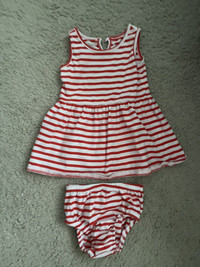 12m Red and a White Dress w Diaper Cover