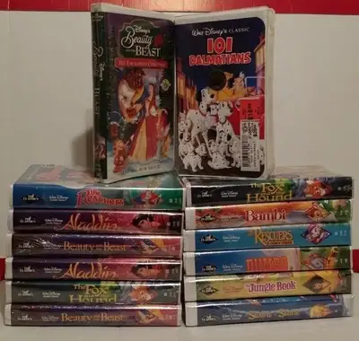 Walt Disney Classic New Sealed VHS Black Diamond VHS Tapes Movies Included: 1. Bambi ★ SOLD 2. Aladd...