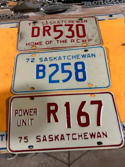 Saskatchewan license plates 1972 bus Sold 1975 power 1973 dealer $50 each phone or text if intereste...