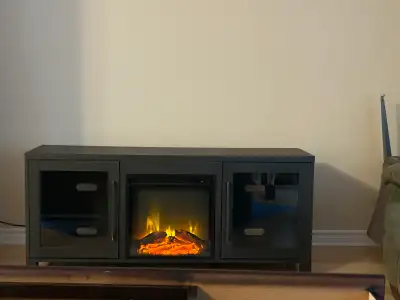 tv stand with integrated fireplace , View more