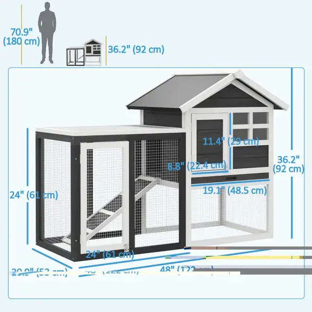 Brand new PawHut 48" Weatherproof Wooden Rabbit Hutch in Arts & Collectibles in Markham / York Region - Image 3