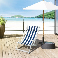 Outdoor Folding Sun Lounger, Patio Beach Recliner, 3-level Adjus
