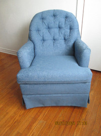 Swivel  Blue Chair, new Upholstery