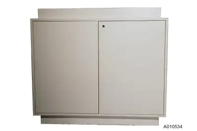 Standing white cabinet with lock, View more