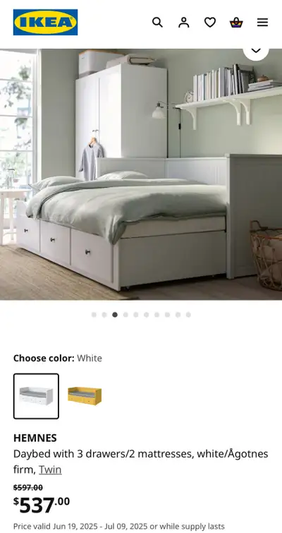 IKEA HEMNES bed and mattresses , View more