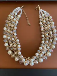 Vintage Crystal Beads And Faux Pearls Necklace