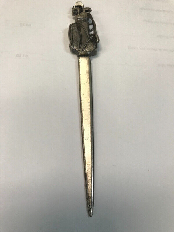 GOLF BAG LETTER OPENER PROBABLY PEWTER in Arts & Collectibles in Winnipeg - Image 3