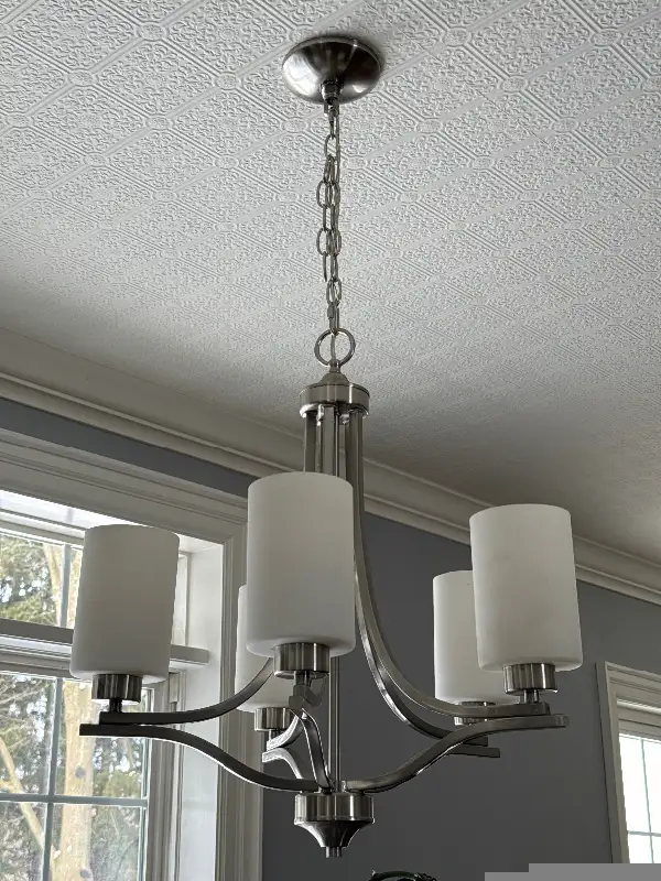 Dinning Chandelier Lighting Fixture 5 LED Dimming Bulbs brushed in Indoor Lighting & Fans in Barrie - Image 6