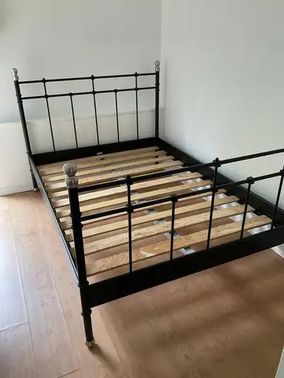 IKEA Double Bed Frame – Metal with Slats, View more