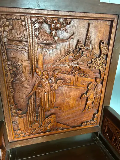 Hard carved dining set “contact for video”, View more