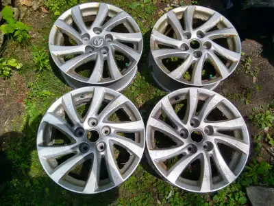 If ad is up, wheels are available. Wheel specs are below. Set of 4 matching OEM Mazda 3 Alloy rims....