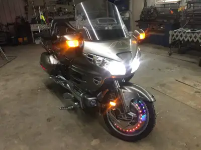 lots of chrome and lights. Helmets and jackets included