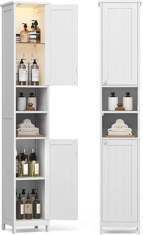 VASAGLE Tall Bathroom Cabinet with Lights, Slim Bathroom Storage in Bathwares in Markham / York Region - Image 3