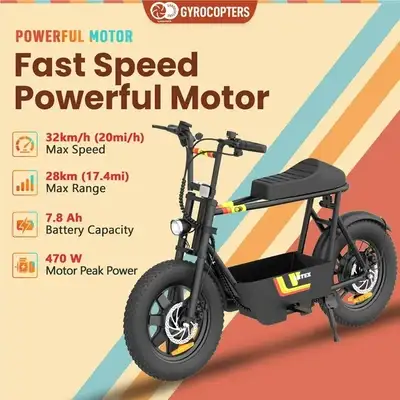 Vélo électrique Gyrocopters Vortex avec rangement, Vélo à pneus large + Casque Zacro (1) 1100$