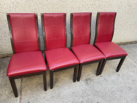 6 red dining chairs 