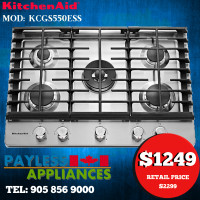 Kitchenaid KCGS550ESS 30" 5 Burner Gas Cooktop With 17K BTU Stai