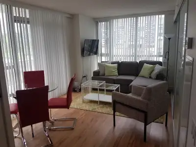 Available from April 10th. Large, fully furnished 1 bedroom apartment in City Place, Downtown Toront...